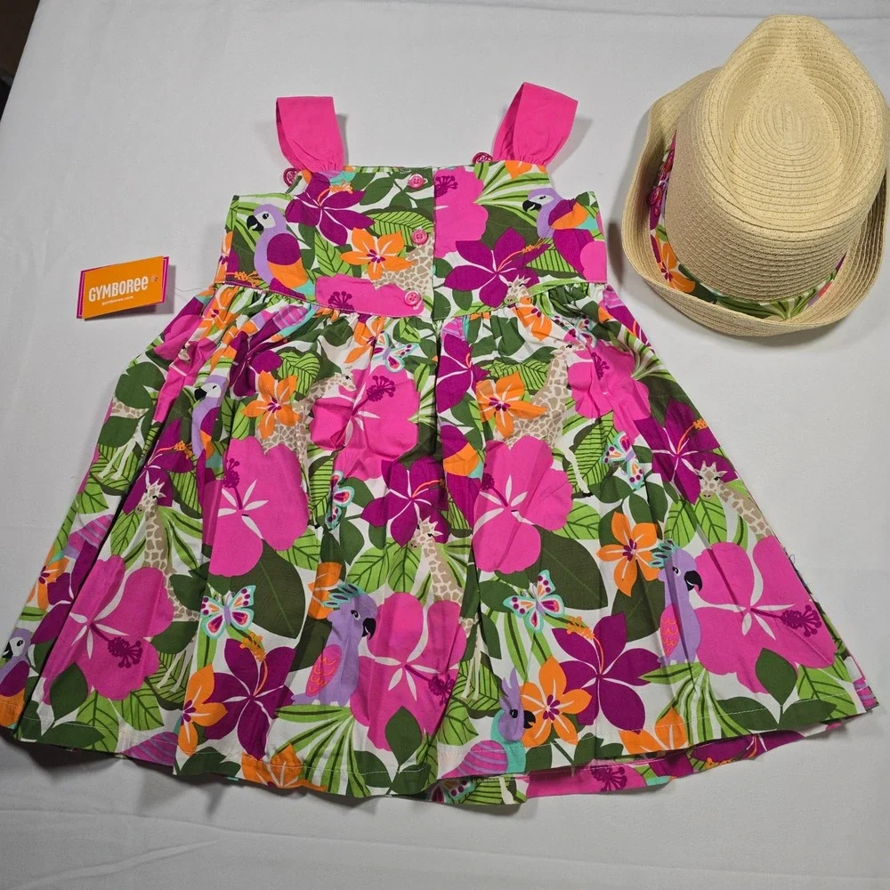 Gymboree Tropical Giraffe Dress Hat Set Girls 2T NWT Summer Vacation Outfit